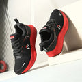 D-Nine Agility R02 women's running shoes in black and red featuring a flexible knit mesh upper and high-rebound EVA midsole
