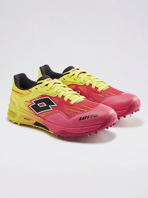 Lotto SuperShot "Fire Dragon" Pro Cricket Spike Shoes - Red & Yellow