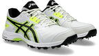 ASICS GEL-GULLY 7 Men's Cricket Shoes in White and Safety Yellow with spike outsole